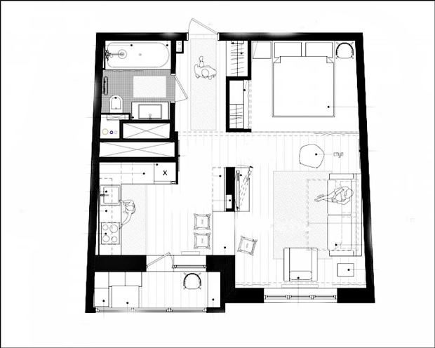 Căn hộ 45m2 nhẹ nhàng, cuốn hút