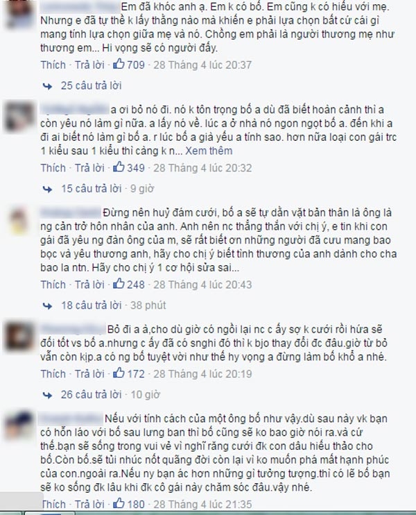 Em có thể yêu tôi ít cũng được, nhưng hãy yêu bố tôi nhiều được không?