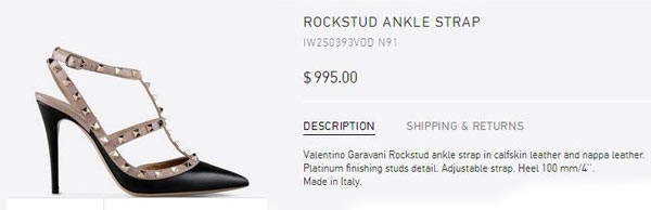Thoại Liên hoàn thiện set đồ bằng đôi giày Valentino Rockstud gắn đinh tán 995 USD (hơn 22 triệu đồng).