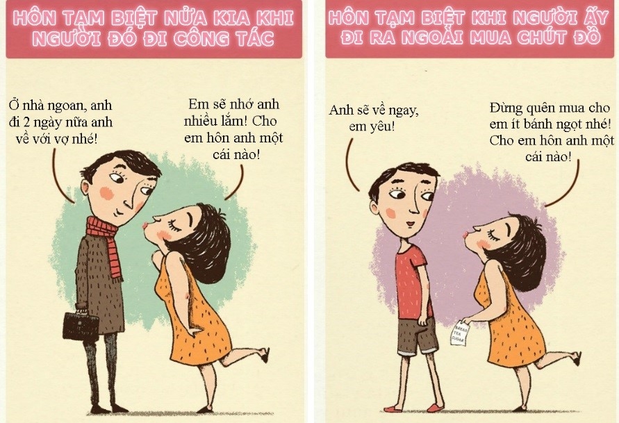Theo tác giả, các cặp vợ chồng hạnh phúc luôn hôn tạm biệt, ngay cả khi chỉ rời nhau một lúc.