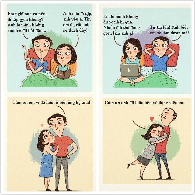 Luôn tin tưởng, động viên và hỗ trợ lẫn nhau là bí quyết cho cuộc sống đôi lứa bền chặt.