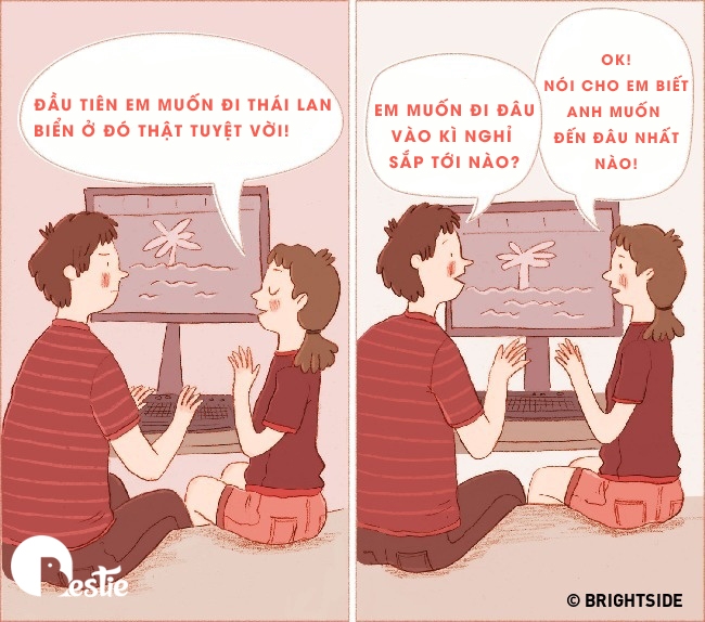 Khi nói về nhu cầu cá nhân, mỗi người chỉ khăng khăng muốn mình được làm theo sở thích riêng mình. Tình yêu thực sự sẽ hỏi xem bạn yêu thích điều gì? Vì khi yêu là khi ta biết hi sinh, biết dẹp bỏ cái tôi to đùng chỉ để mang lại chút hạnh phúc nhỏ bé cho ai kia.