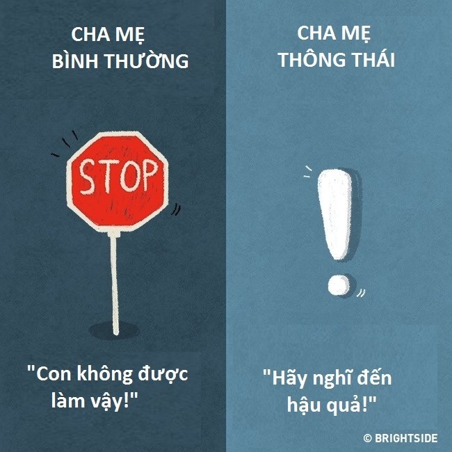 Cha mẹ thông thái là người dẫn đường để con biết đâu là đúng sai chứ không phải ra sức ngăn cấm con trẻ được tự do khám phá.
