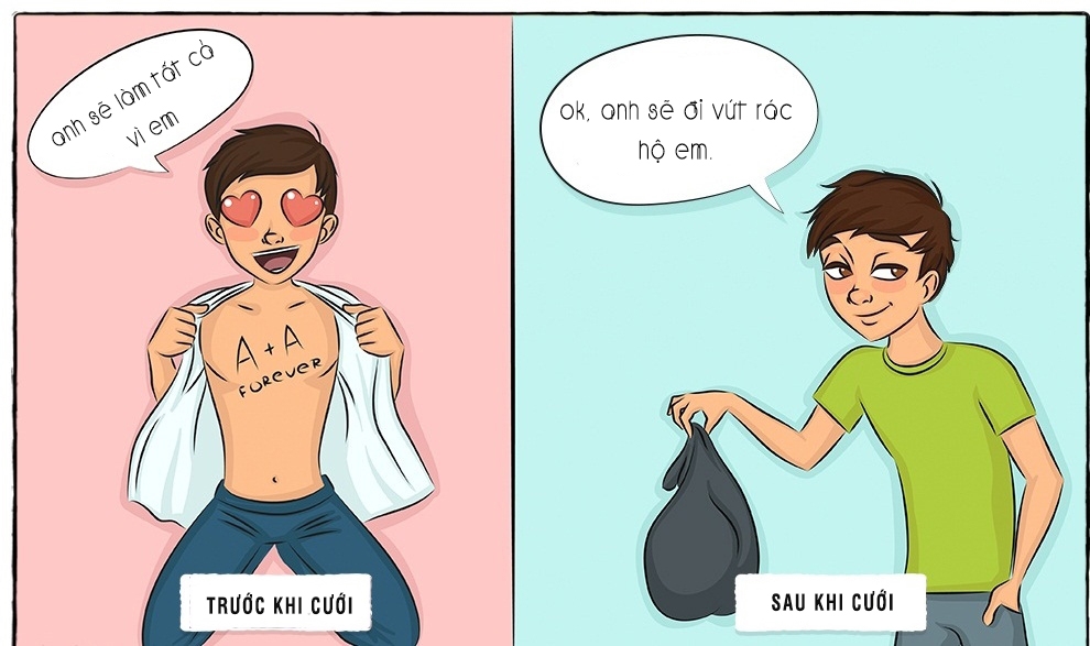 8 bức ảnh minh họa chân thật cuộc sống thay đổi chóng mặt sau kết hôn