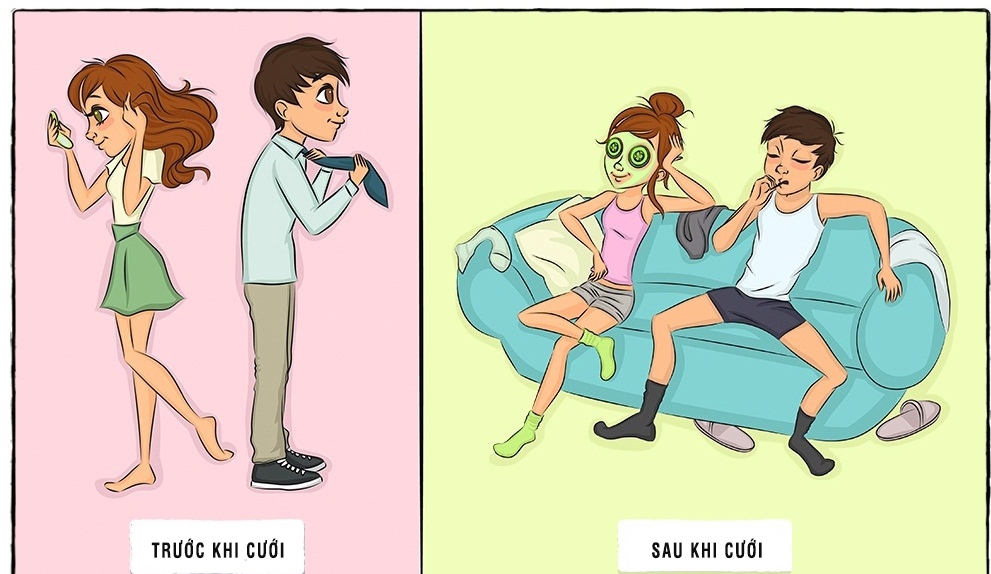 8 bức ảnh minh họa chân thật cuộc sống thay đổi chóng mặt sau kết hôn