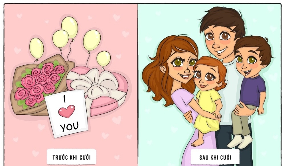 8 bức ảnh minh họa chân thật cuộc sống thay đổi chóng mặt sau kết hôn