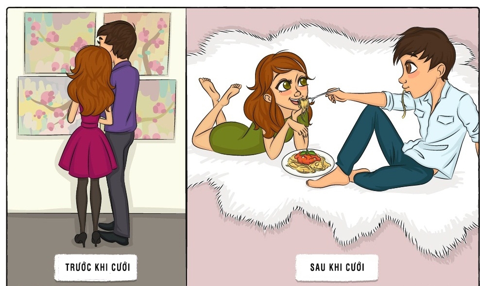 8 bức ảnh minh họa chân thật cuộc sống thay đổi chóng mặt sau kết hôn