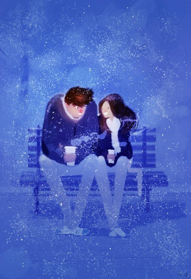 Hai bạn có thể cùng ngồi với nhau ngoài trời lạnh giá chứ cũng không muốn về nhà. Bởi vì biết rằng nếu về nhà thì sẽ không thể nhìn thấy nửa kia nữa...