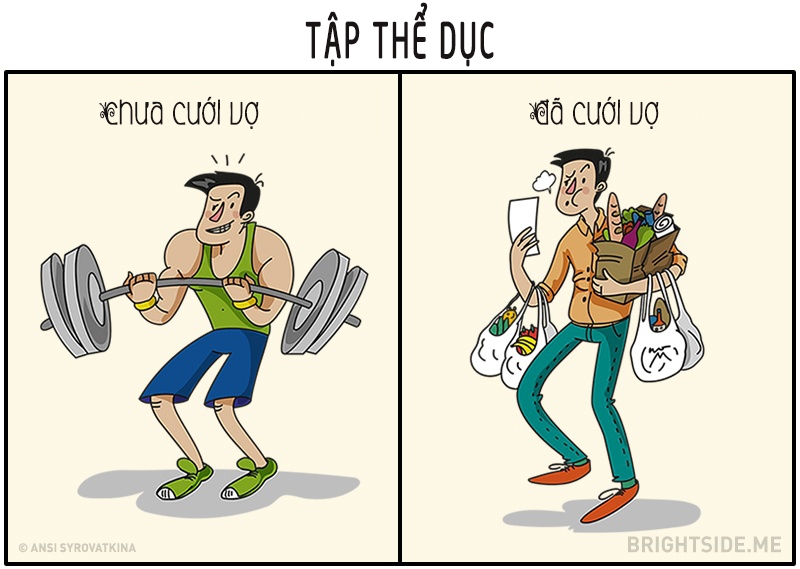 10 bức ảnh chứng minh cuộc sống đàn ông thay đổi thế nào sau kết hôn