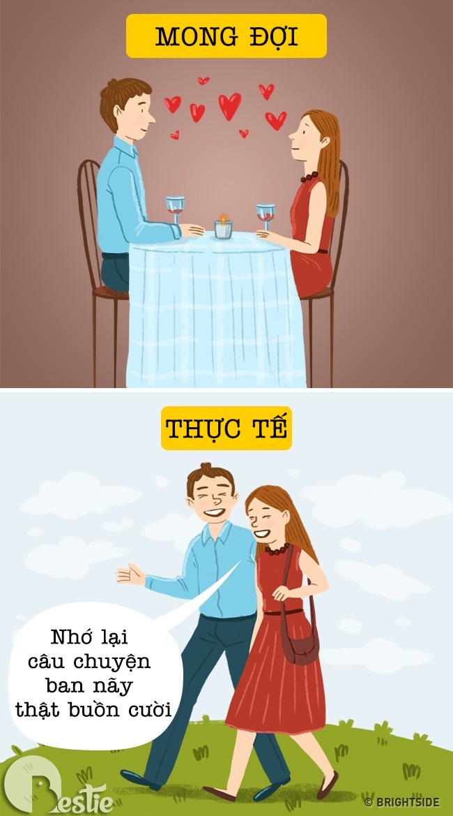 Bộ tranh: 5 điều người ta thường hay mơ mộng khi yêu nhưng thực tế thì...
