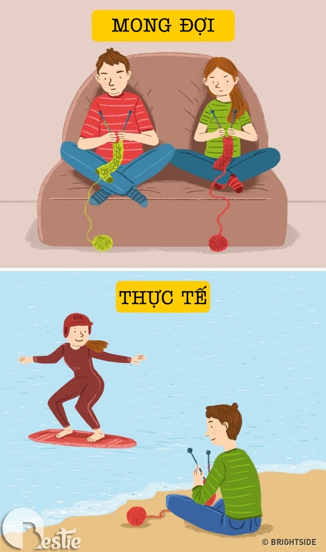 Bộ tranh: 5 điều người ta thường hay mơ mộng khi yêu nhưng thực tế thì...
