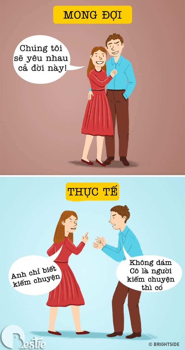 Bộ tranh: 5 điều người ta thường hay mơ mộng khi yêu nhưng thực tế thì...