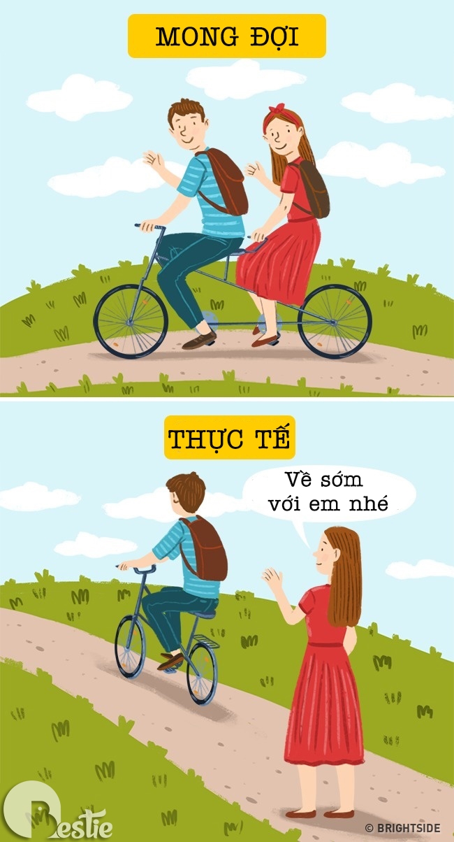Bộ tranh: 5 điều người ta thường hay mơ mộng khi yêu nhưng thực tế thì...