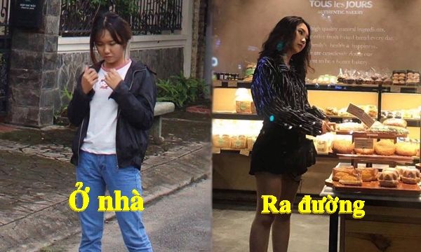 bestie su khac nhau cua con gai khi o nha va ra duong