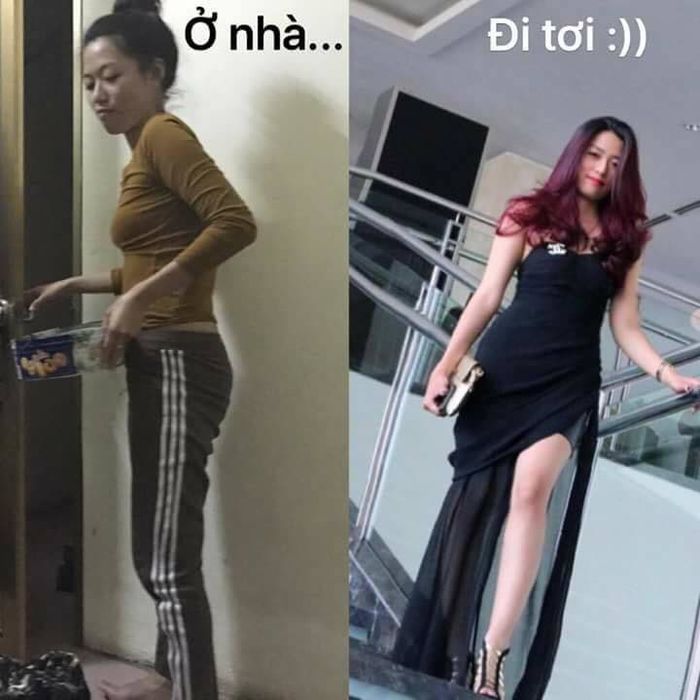 bestie su khac nhau cua con gai khi o nha va ra duong