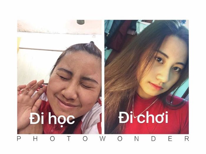 bestie su khac nhau cua con gai khi o nha va ra duong