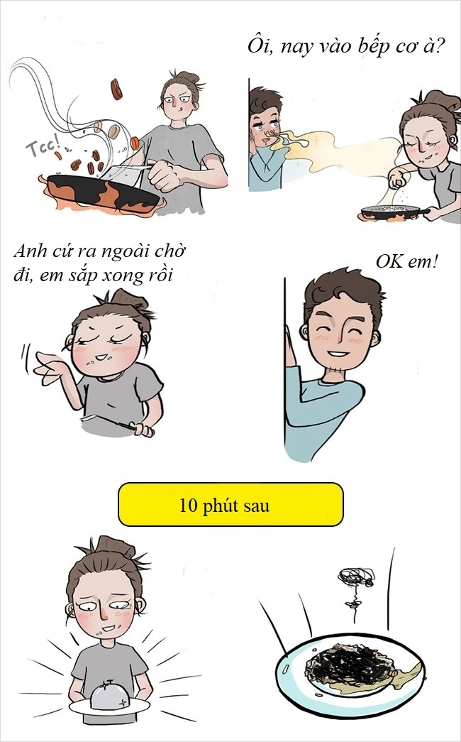 Bộ tranh: Những tình huống đi guốc trong bụng con gái