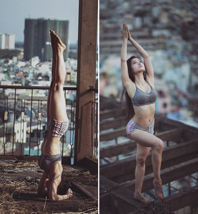 Sao Việt mượn các tư thế yoga khó nhằn để khoe khéo đường cong