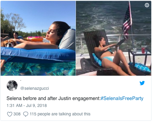 Fan của Selena Gomez gửi tin chúc mừng khi Justin Bieber đính hôn
