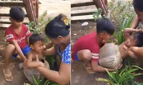 Pha giải cứu cậu nhóc bị mắc kẹt trong chum