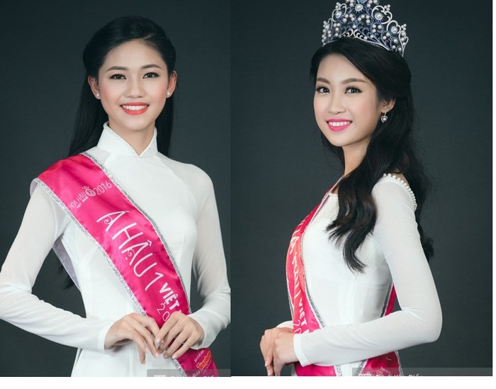 Chup chung hinh voi A hau, Tieu Vi, Ky Duyen va Do My Linh lai co diem giong nhau den khong ngo