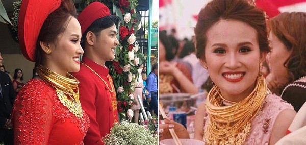 Cô dâu Hậu Giang ‘trĩu cổ’ đeo 129 cây vàng được trao làm của hồi môn