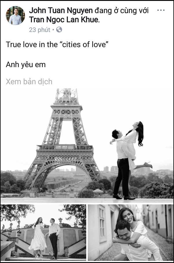 Hé lộ ảnh cưới ngọt ngào chụp ở Paris của Lan Khuê