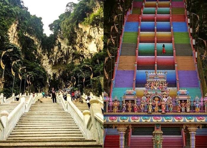 Dân sành “sống ảo” đang đổ xô check in cầu thang cầu vồng ở Malaysia