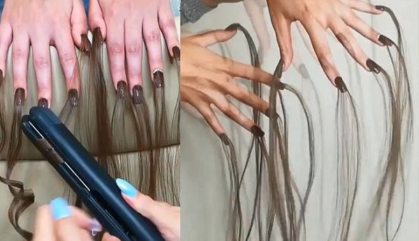 Gắn tóc cho móng tay
