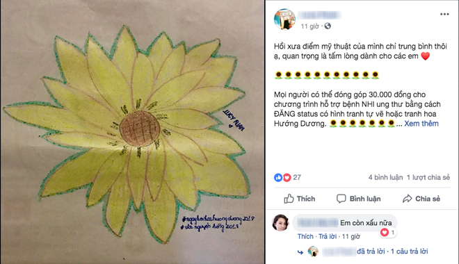 Đăng ảnh hoa hướng dương ủng hộ bệnh nhi ung thư