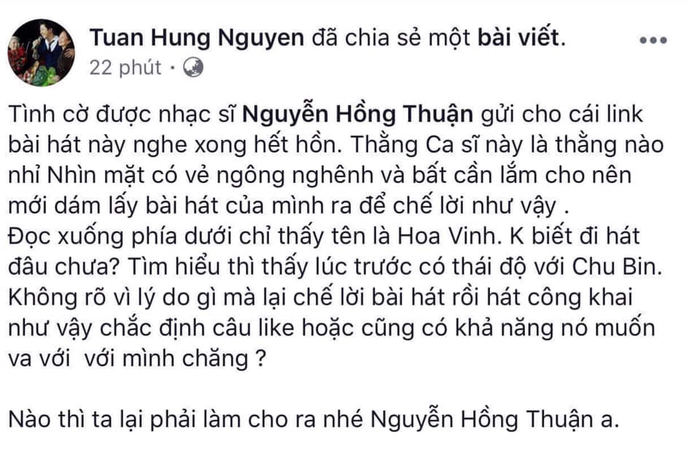 Hoa Vinh cuống cuồng xin lỗi sau khi bị Tuấn Hưng vỗ mặt