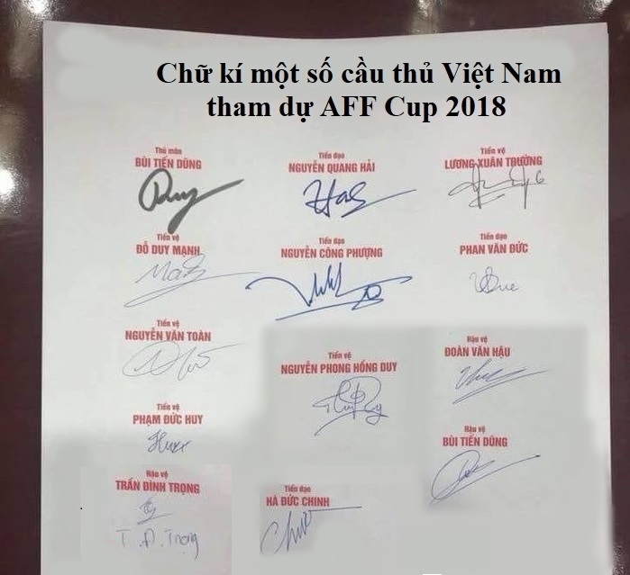 Nhìn chữ kí của đội tuyển Việt Nam dự đoán hài hước về tính cách