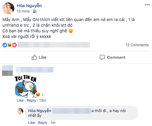Hòa Minzy dằn mặt cay đắng vì bị réo tên Công Phượng thích tỷ số Hoà