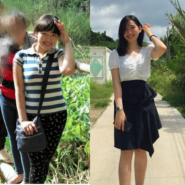 Hình ảnh trước và sau khi giảm cân của nữ sinh 9x.