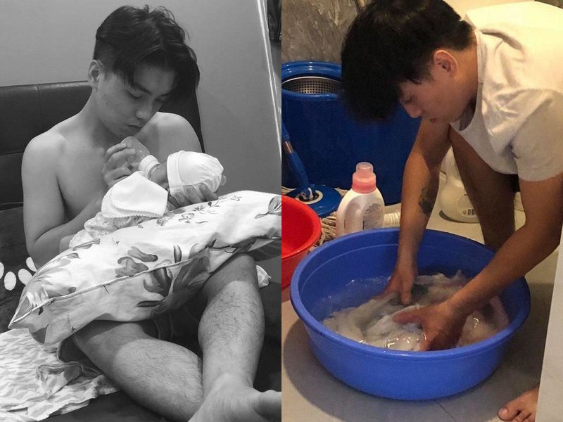Những ông bố bỉm sữa nổi tiếng chăm con khéo hơn vợ của Vbiz
