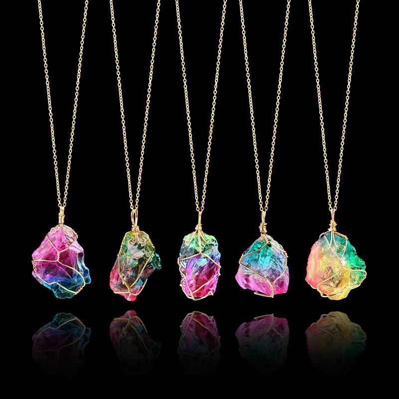 Sacred 7 Stone Necklace | Rainbow quartz necklace, Crystal necklace pendant, Quartz crystal necklace