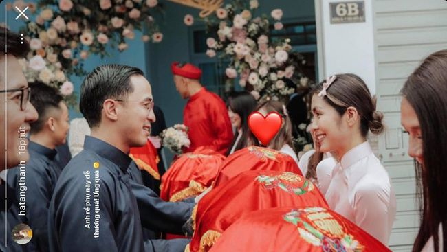 Hà Tăng và Louis Nguyễn khi làm dâu - rể phụ chiều nay: Visual ngọc nữ gây sốt, hành động của chồng đại gia khiến vợ bật cười - Ảnh 6.