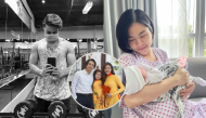 Chồng đại gia của Vân Trang chăm tập gym để có sức giúp vợ chăm 3 con