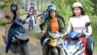 Khi các nàng Hậu Vbiz chạy xe máy: Đỗ Thị Hà đi chợ mua rau cho ba mẹ