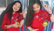 Con gái Elly Trần diện áo dài Tết, khoe nhan sắc chuẩn mỹ nhân nhí