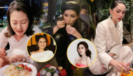 Sao Việt ăn quán lề đường: Ngọc Lan diện váy trắng ăn cơm tấm bãi rác