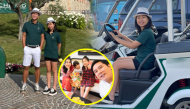 Hồ Hoài Anh đưa con gái vi vu ở Châu Âu: tập cho con chơi golf