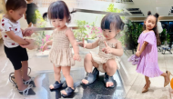 Nhóc tì Vbiz mê giày cao gót của mẹ: Con gái Khánh Thi như fashionista