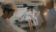 Ảnh cưới của Liêu Hà Trinh và chồng Việt kiều ở bến du thuyền