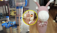 Tận dụng lon sữa rỗng, người cha khéo tay làm đồ chơi mới cho con