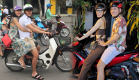 Ngồi xế hộp mãi cũng chán, các cặp đôi sao Việt đổi gió đi xe máy