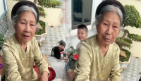 93 tuổi, bà cụ vẫn tập tành đu trend với cháu nhỏ cho "kịp thời" 