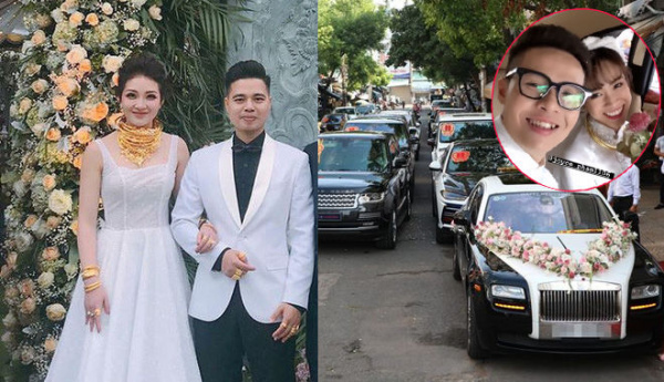 Rình rang đám cưới con đại gia việt: Vàng đeo trĩu cổ, siêu xe hộ tống