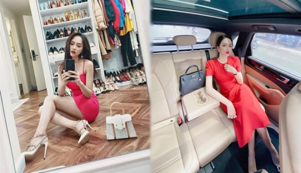 Cách Hương Giang khoe khéo sự giàu: Chụp ảnh bên tủ đồ, trong siêu xe