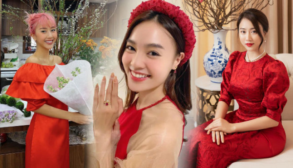 Mỹ nữ Việt đọ sắc với áo dài Tết: Quỳnh Anh Shyn style trễ vai lạ mắt